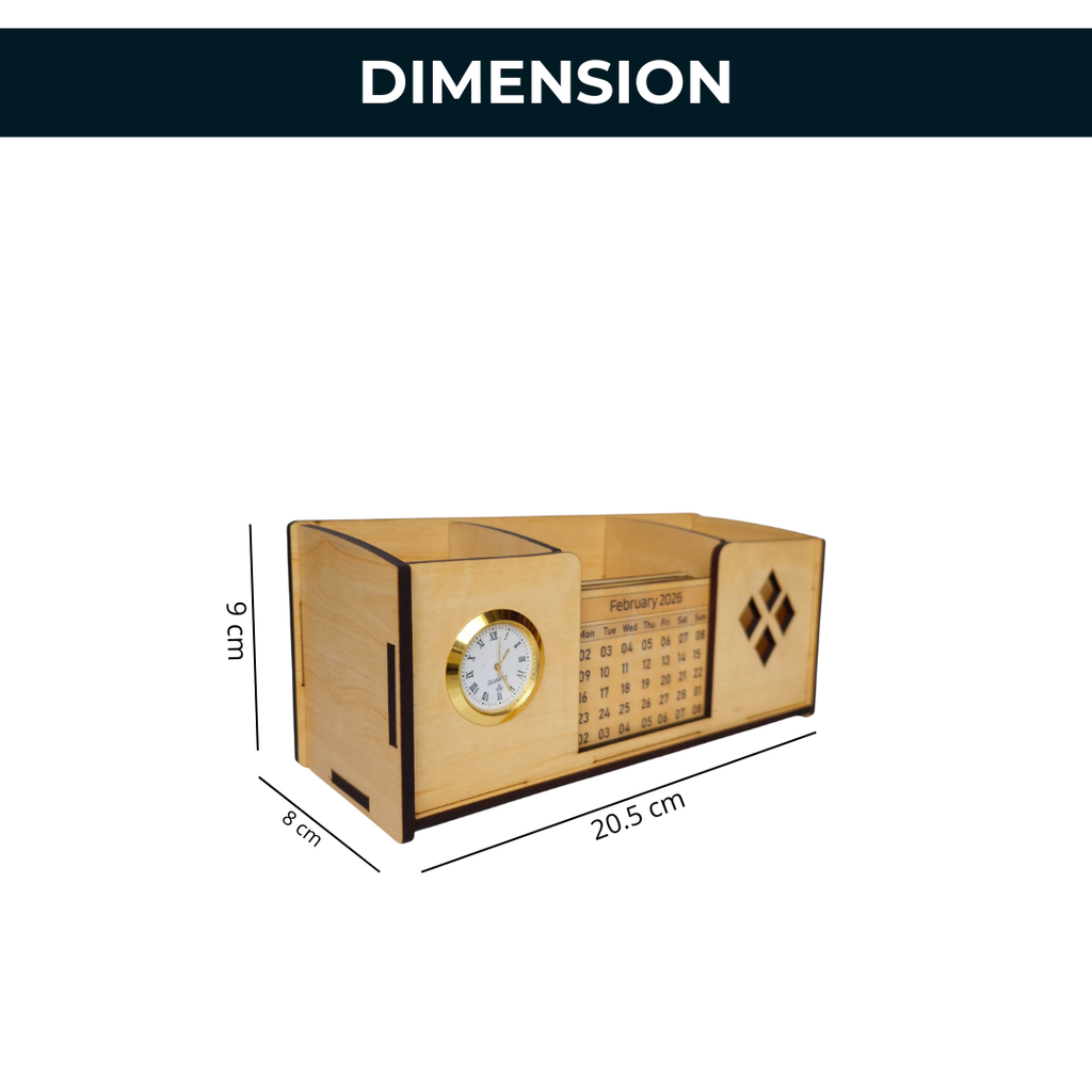 Desk Organizer With Mobile Holder, Remote & Visiting Card Holder | Multipurpose Wooden Pen And Pencil Holder Stand For Office Desk And Study Table