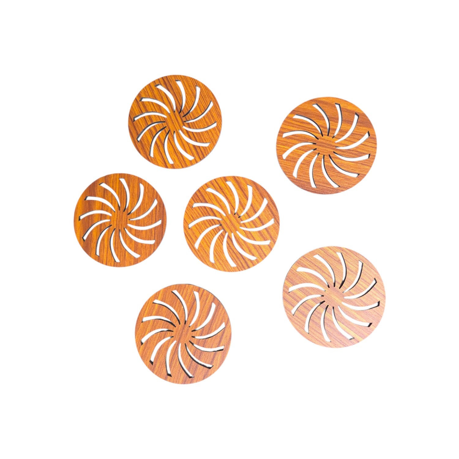 Wooden Coaster Set of 6 with Coaster holder for Tea cups, Coffee Mugs, Bottles, Glasses (Chakra design)