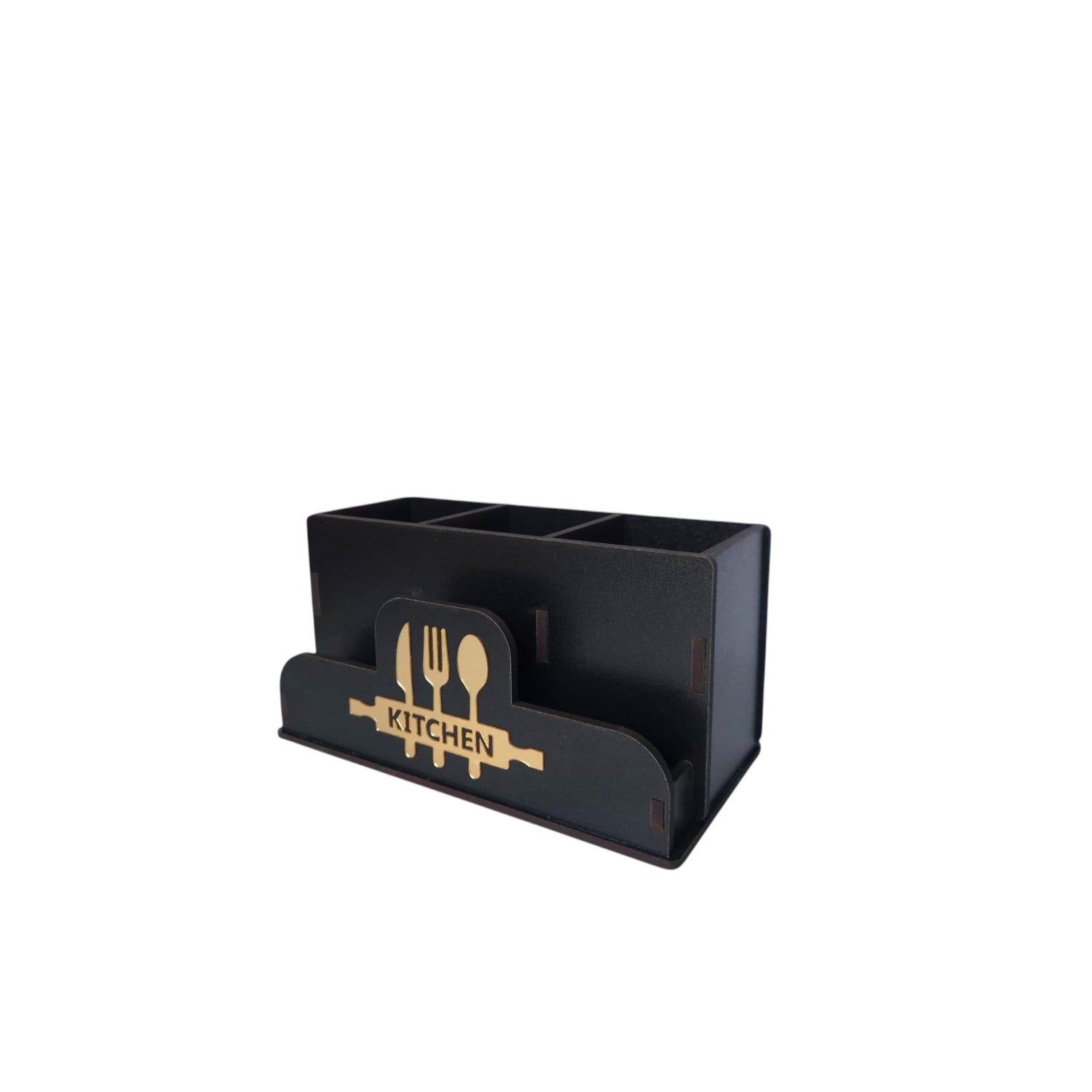 Wooden Cutlery Stand with Tissue Paper Holder for Kitchen & Dining Table | Spoon, Knife & Fork Holder|4 Compartments