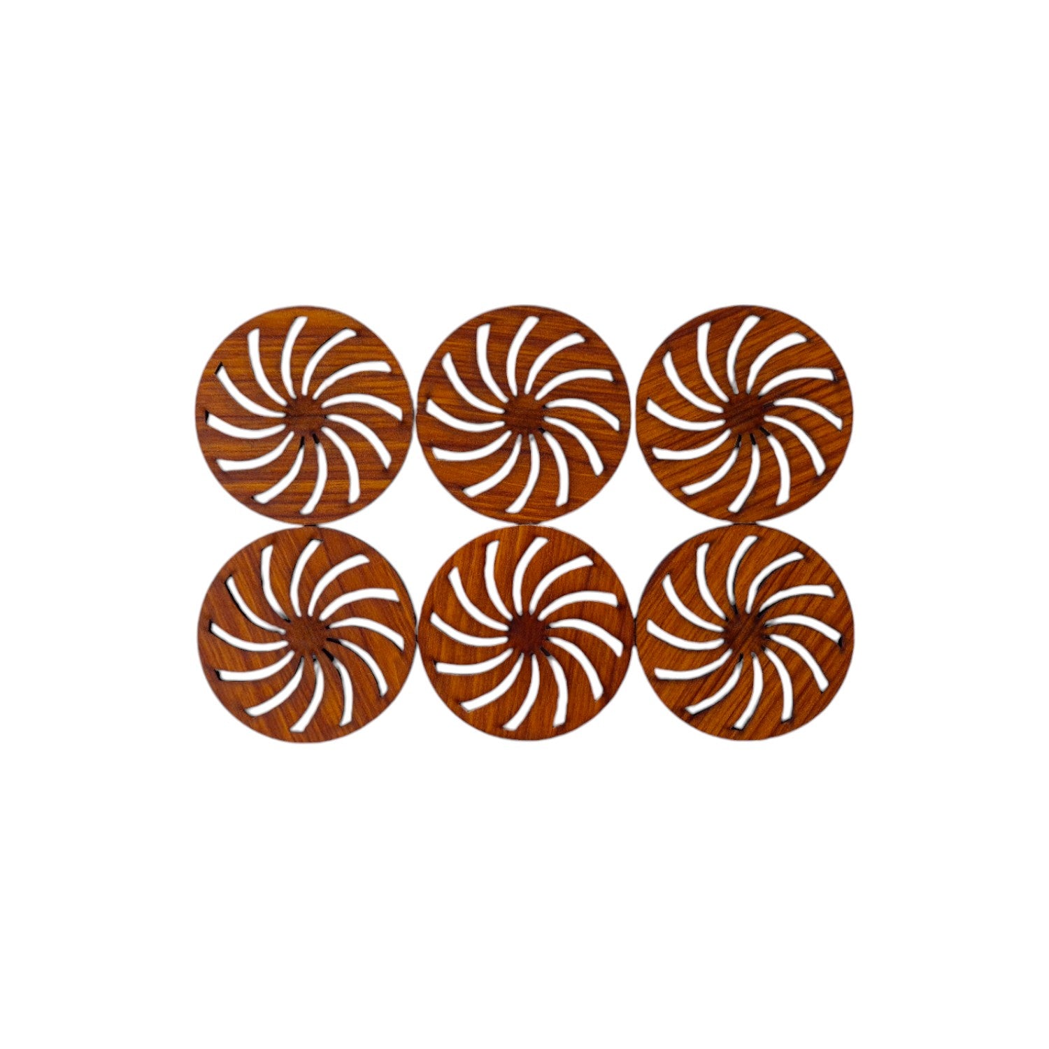 Wooden Coaster Set of 6 with Coaster holder for Tea cups, Coffee Mugs, Bottles, Glasses (Chakra design)