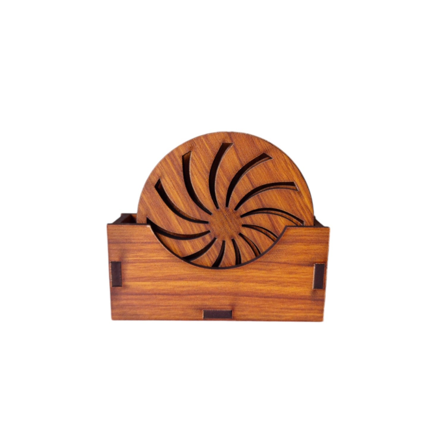 Wooden Coaster Set of 6 with Coaster holder for Tea cups, Coffee Mugs, Bottles, Glasses (Chakra design)