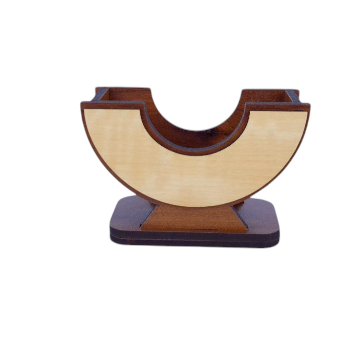 Wooden Coaster Set of 6 with Coaster Box for Tea cups, Coffee Mugs, Bottles, Glasses (Arc Design, Teak wood Color)