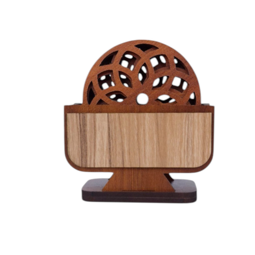 Wooden Coaster Set of 6 with Coaster Box for Tea cups, Coffee Mugs, Bottles, Glasses (Teak & Black )