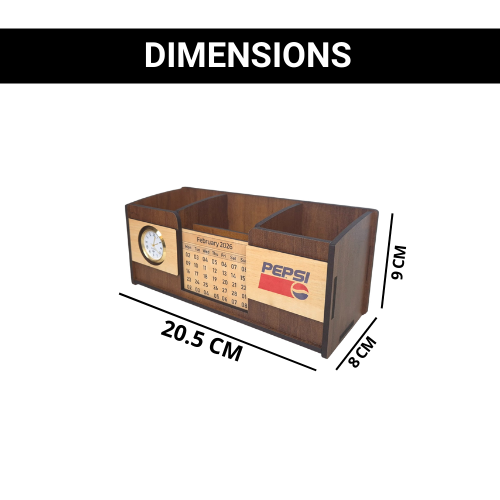 Desk Organizer With Mobile Holder, Remote & Visiting Card Holder | Multipurpose Wooden Pen And Pencil Holder Stand For Office Desk And Study Table