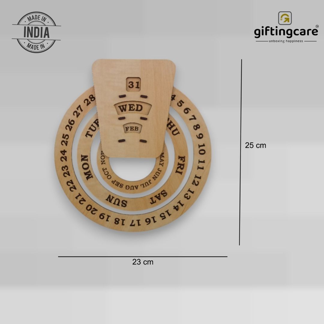 Circular lifetime wooden Wall Calendar for Office and home