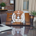 Circular lifetime wooden Desk Calendar with  Clock, Mobile Holder, Pen holders & Visiting Card for Office and home decoration | Desk Organizer for gifitng.