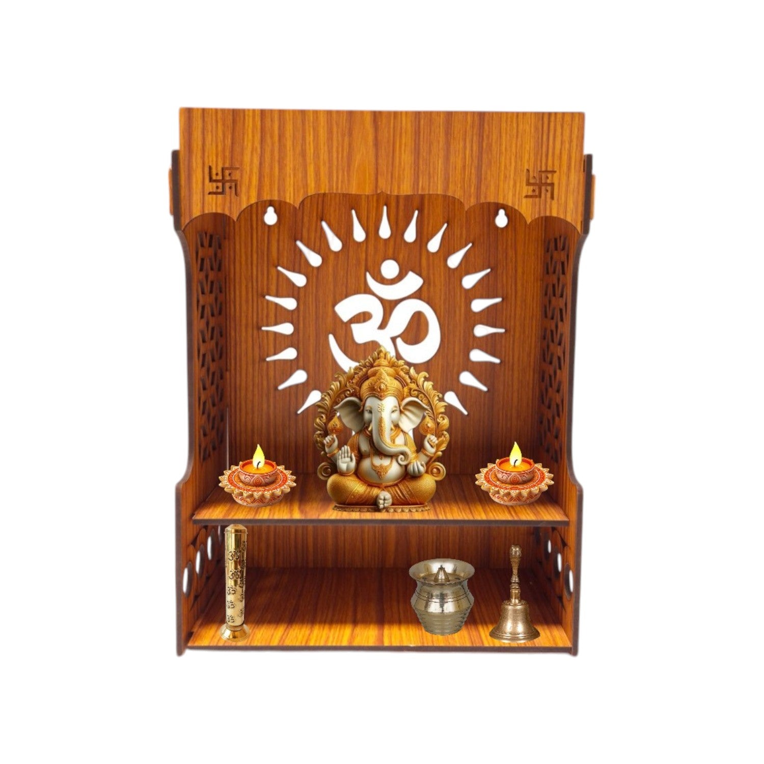 Wooden Temple for Office & Home (Swastik)