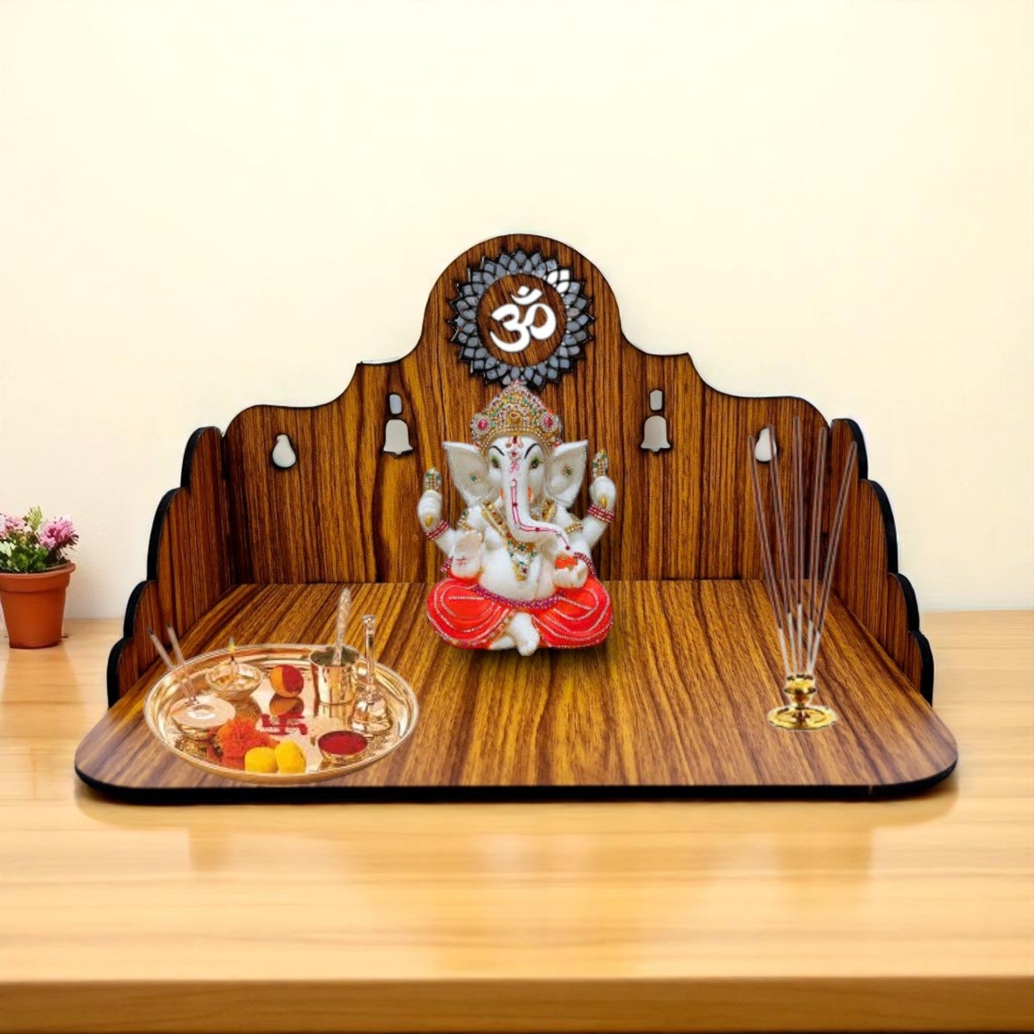 Wooden Temple/ Pooja Mandir for Home and Office Pooja Stand Modern Puja Mandir for Home or Shop |Wall mounted or Tabletop