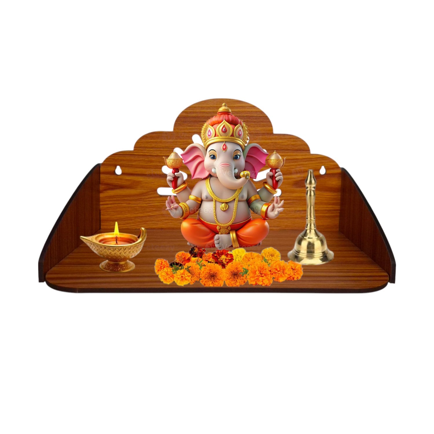Wooden Temple/ Pooja Mandir for Home and Office Pooja Stand Modern Puja Mandir for Home or Shop |Wall mounted or Tabletop