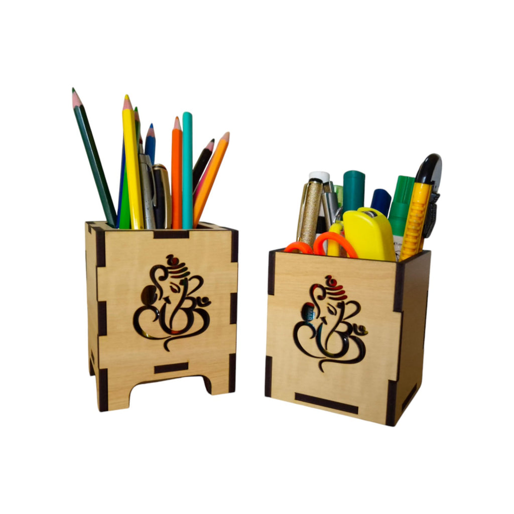 Wooden Pen-Pencil Holder with Artistic Design Home or Office Stationery Organiser