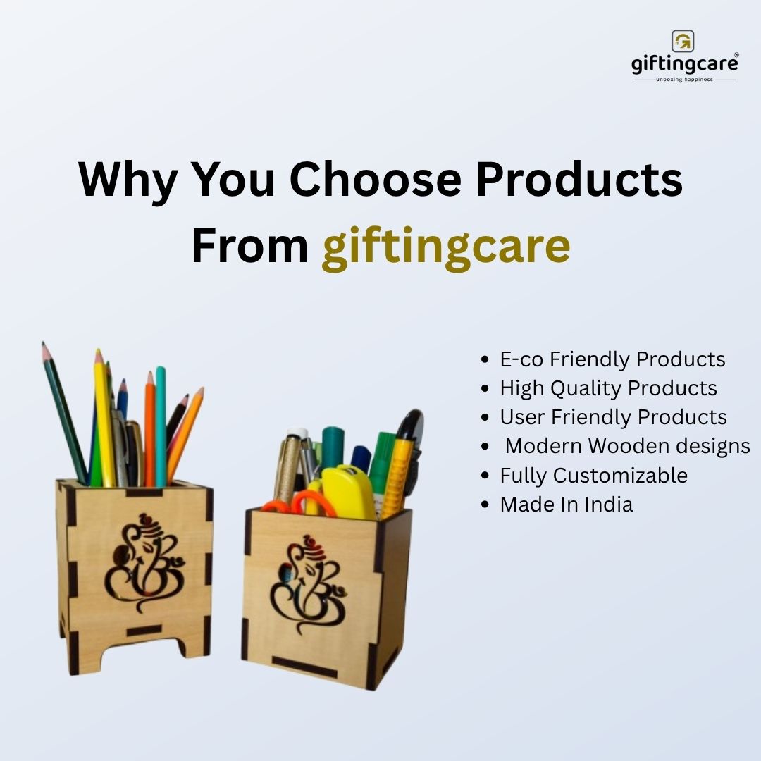 Wooden Pen-Pencil Holder with Artistic Design Home or Office Stationery Organiser