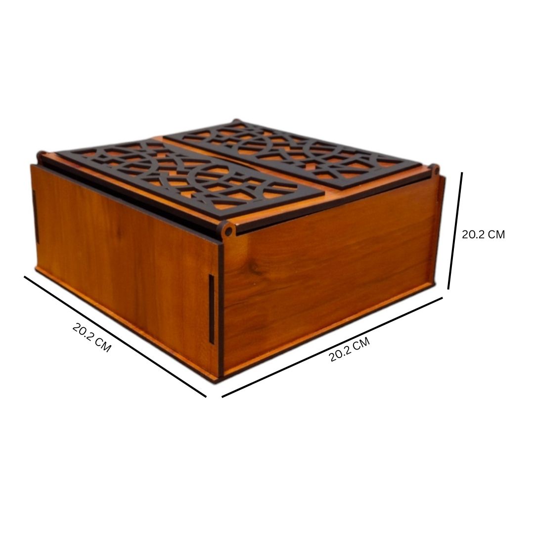 Wooden dry fruit & spice box with 4 compartments