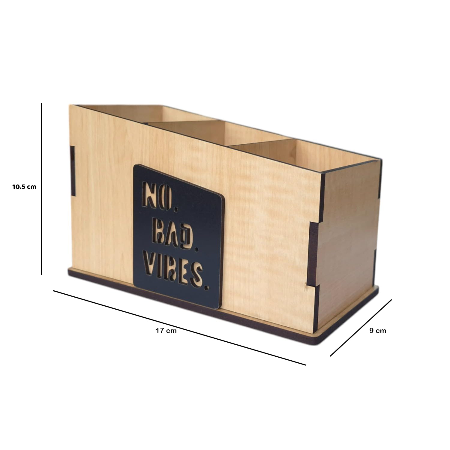 Wooden Remote Stand for Office & Home | 3 Compartment | Stationery Organizer