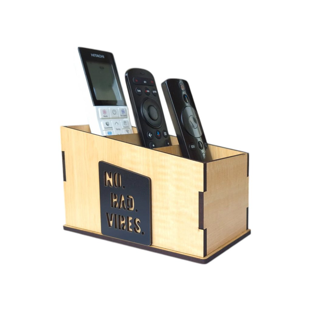 Wooden Remote Stand for Office & Home | 3 Compartment | Stationery Organizer