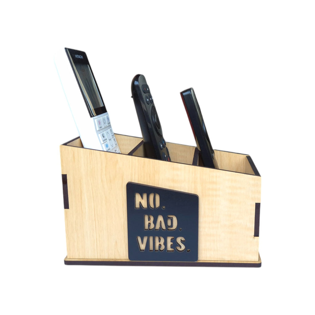 Wooden Remote Stand for Office & Home | 3 Compartment | Stationery Organizer