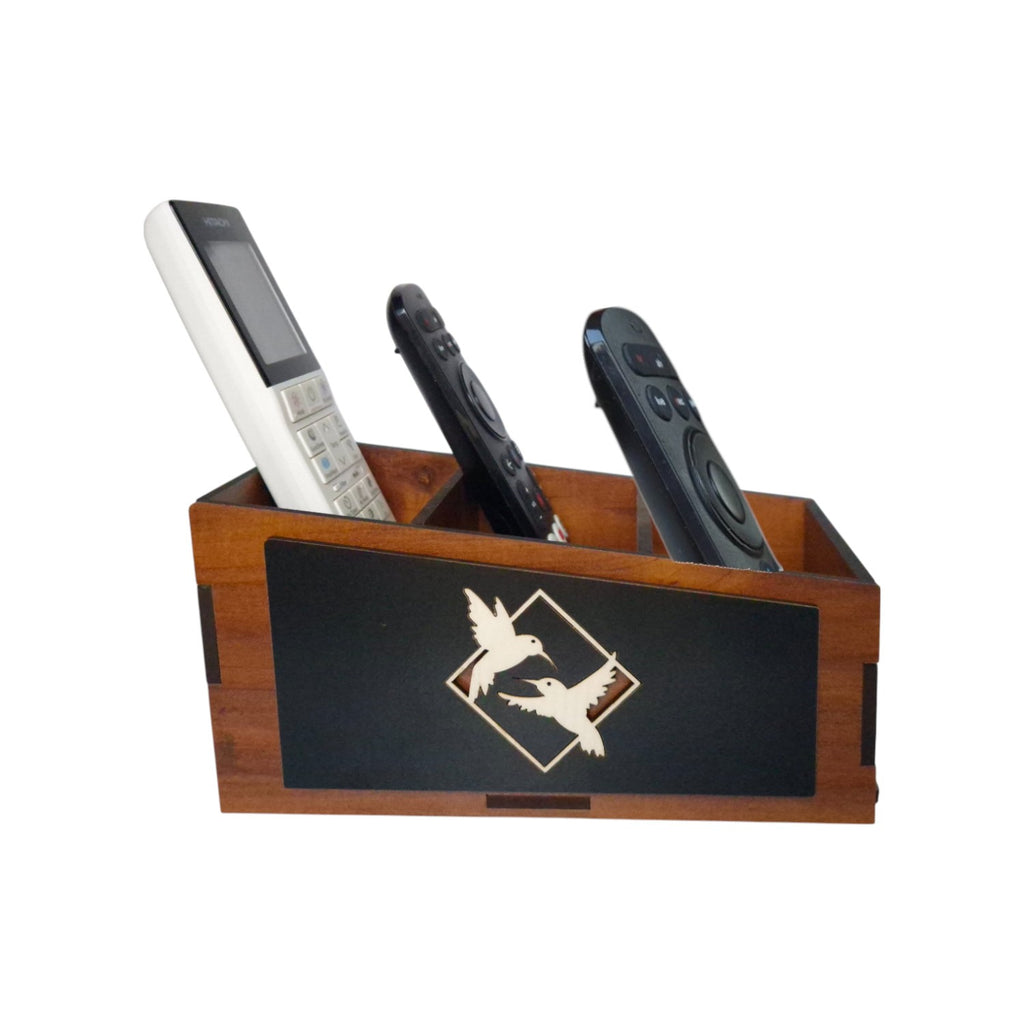 Wooden Remote Stand for Office & Home | 3 Compartment | Stationery Organizer