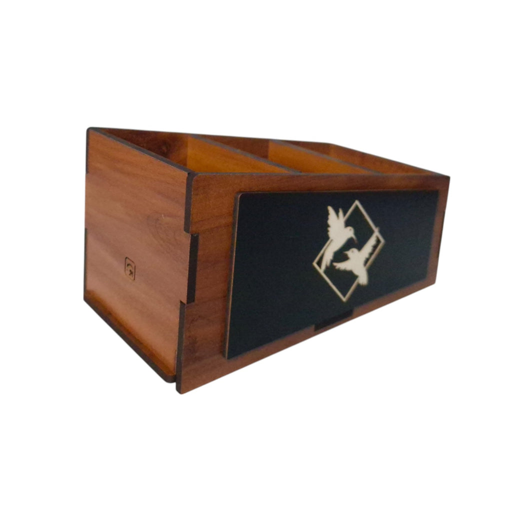 Wooden Remote Stand for Office & Home | 3 Compartment | Stationery Organizer