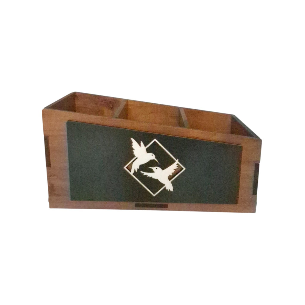 Wooden Remote Stand for Office & Home | 3 Compartment | Stationery Organizer