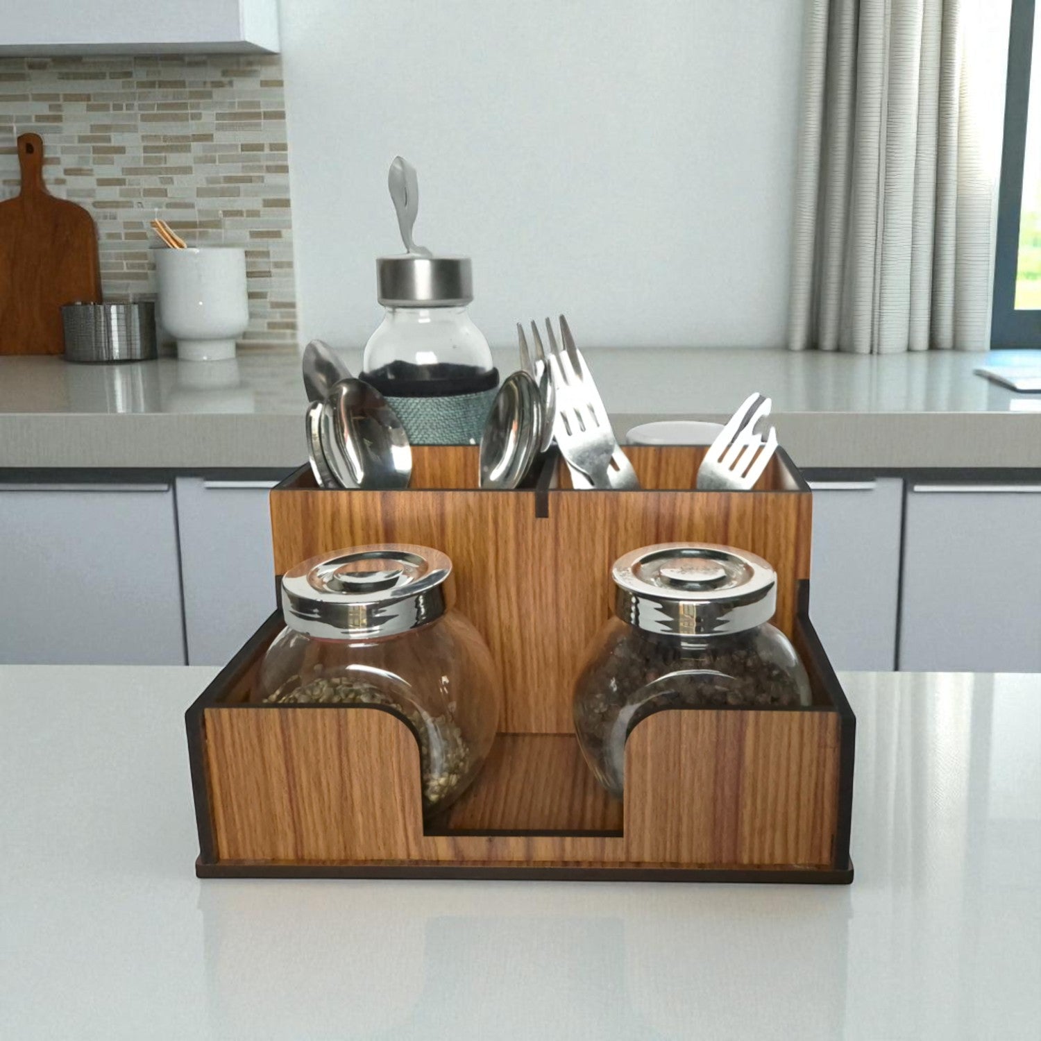 Kitchen Cutlery Holder | Multipurpose Spoon, Fork, Knife, And Salt-Pepper  Organizer ideal for Home Kitchen,Café & resturant