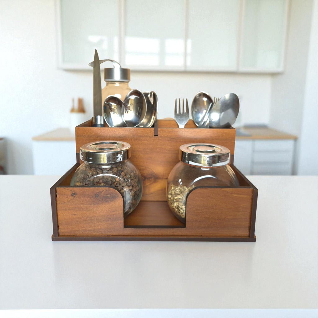 Kitchen Cutlery Holder | Multipurpose Spoon, Fork, Knife, And Salt-Pepper  Organizer ideal for Home Kitchen,Café & resturant