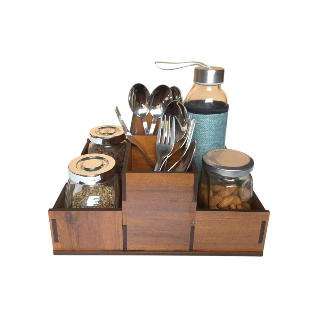 Kitchen Cutlery Holder | Multipurpose Spoon, Fork, Knife, And Salt-Pepper  Organizer ideal for Home Kitchen,Café & resturant