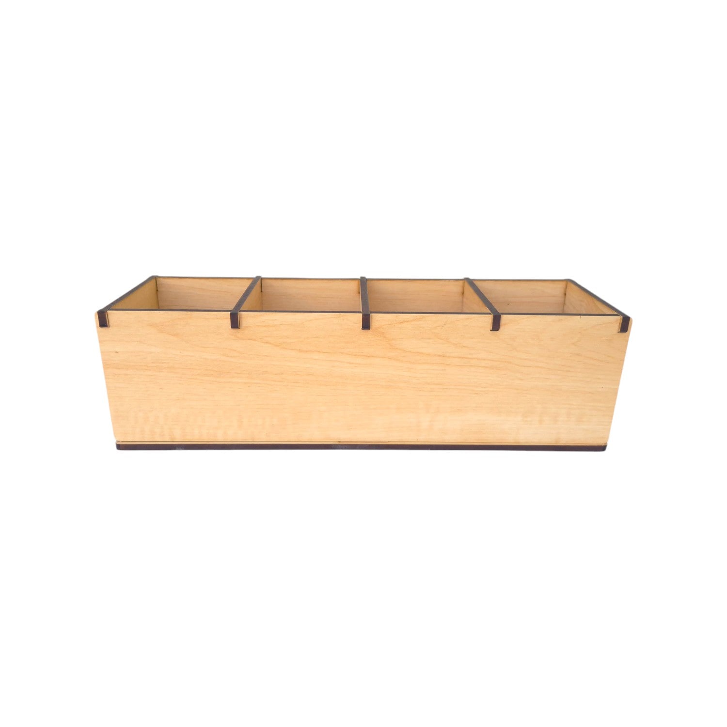 4 Compartments Wooden Desk Organizer, Stationery, Pen, Stand for Office & Home.