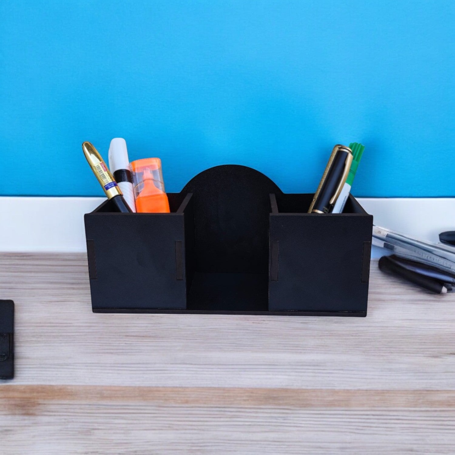 Wooden Desk Organizer with Space for placing Idol, Statue.