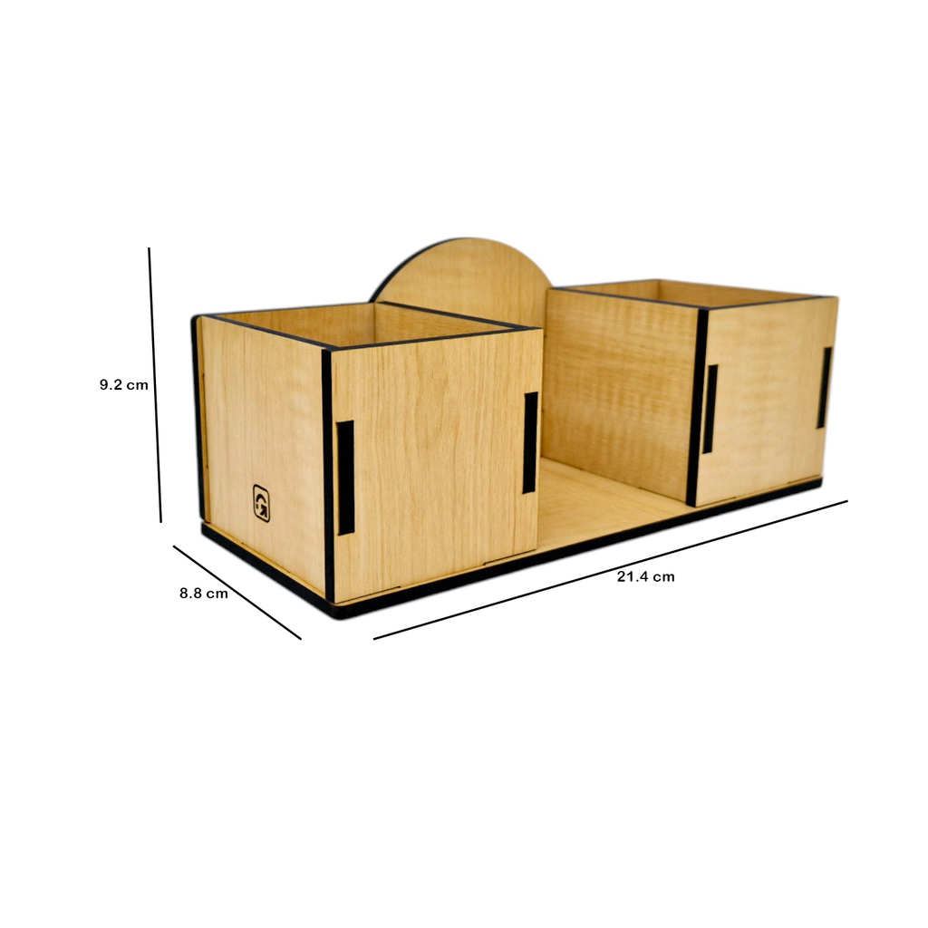 Wooden Desk Organizer with Space for placing Idol, Statue.