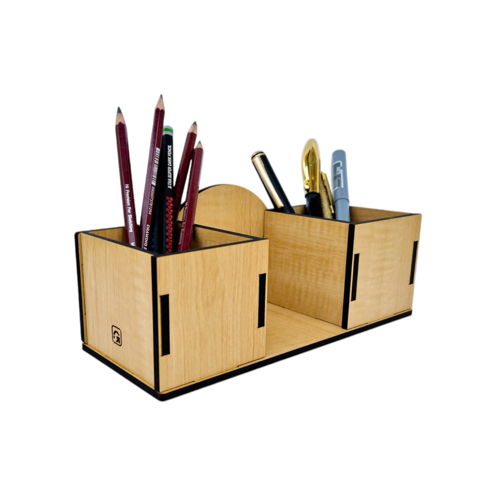 Wooden Desk Organizer with Space for placing Idol, Statue.