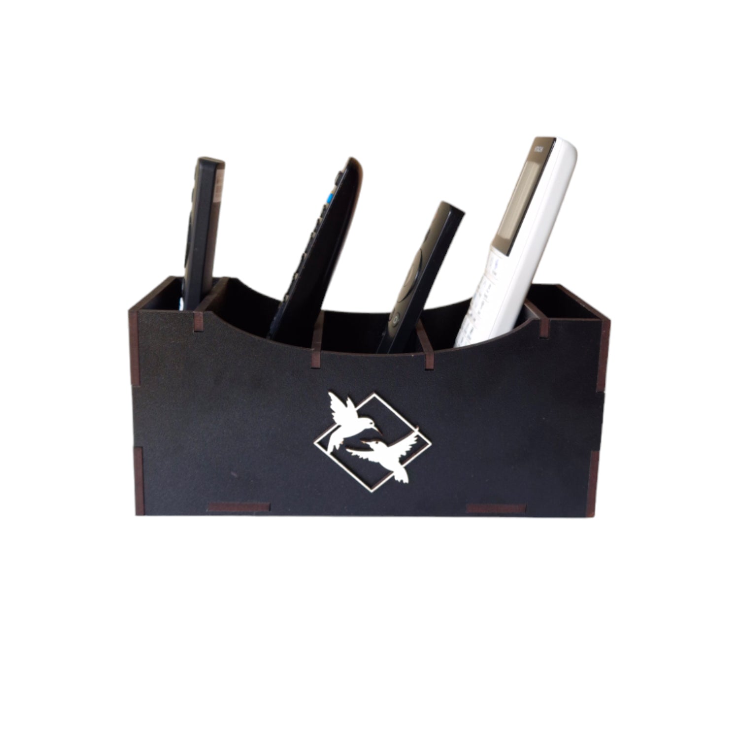 Wooden Multipurpose Remote and Staionery Stand for Office & Home | 5 Compartment