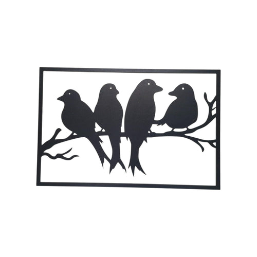 "Wooden 4 Birds wall Art Painting/ Wall Decorative for Living room, Office or Home | Dual Layer Black & White Wooden MDF "