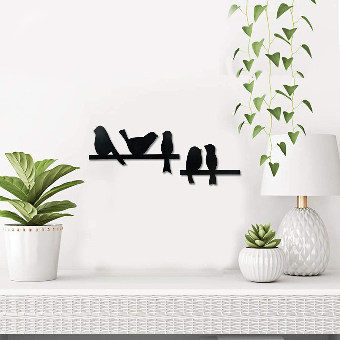 "Wooden 5 Birds wall Art Painting/ Wall Decorative for Living room, Office or Home | Dual Layer Black & White Wooden MDF "