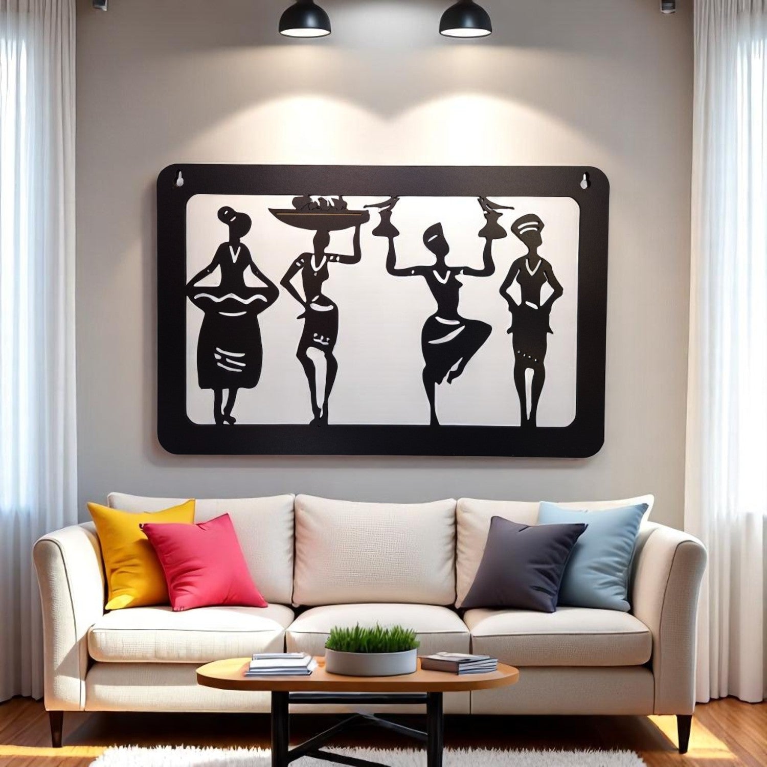 "Wooden 4 Dancing wall Art Painting/ Wall Decorative for Living room, Office or Home | Dual Layer Black & White Wooden MDF "