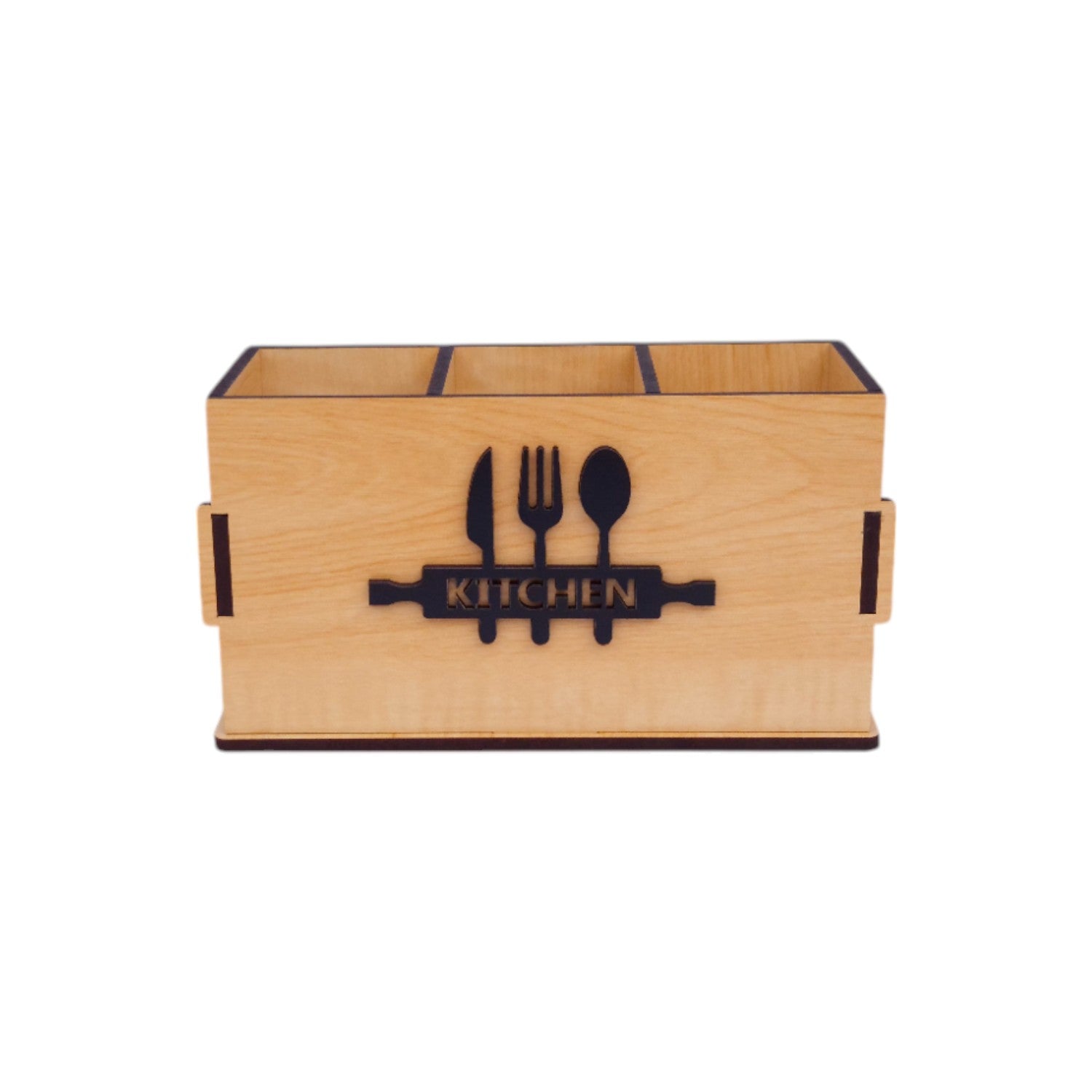 Wooden Cutlery Stand for Kitchen & Dining Table | Spoon, Knife & Fork Holder |3 Compartments
