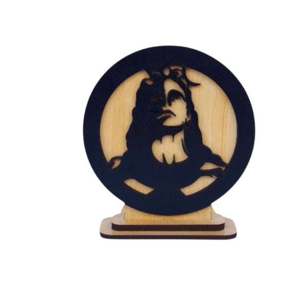 Adiyogi Idol for Car Dashboard Wooden Round Ram Parivar Murti Idol for Home Decor Pooja Room Office Study Table Showpiece