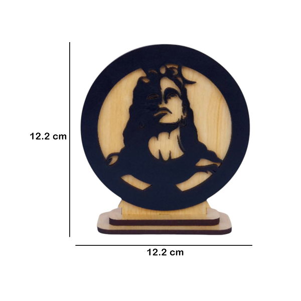 Adiyogi Idol for Car Dashboard Wooden Round Ram Parivar Murti Idol for Home Decor Pooja Room Office Study Table Showpiece