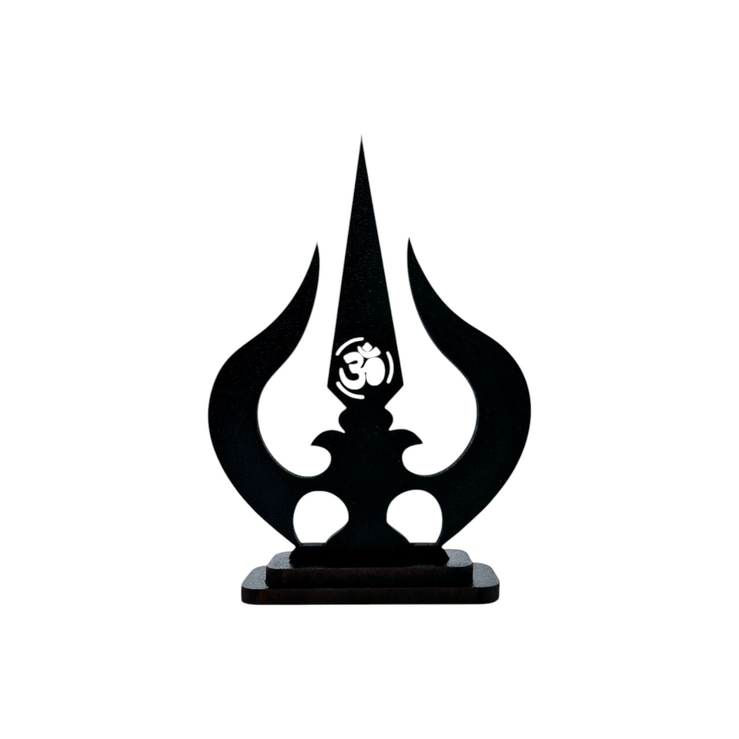 Trishul Idol for Car Dashboard Wooden Round Ram Parivar Murti Idol for Home Decor Pooja Room Office Study Table Showpiece