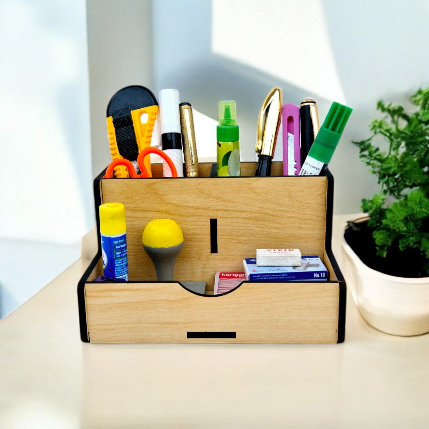 Wooden Desk Organizer for Pen and Acessories | Multipurpose storage Stand