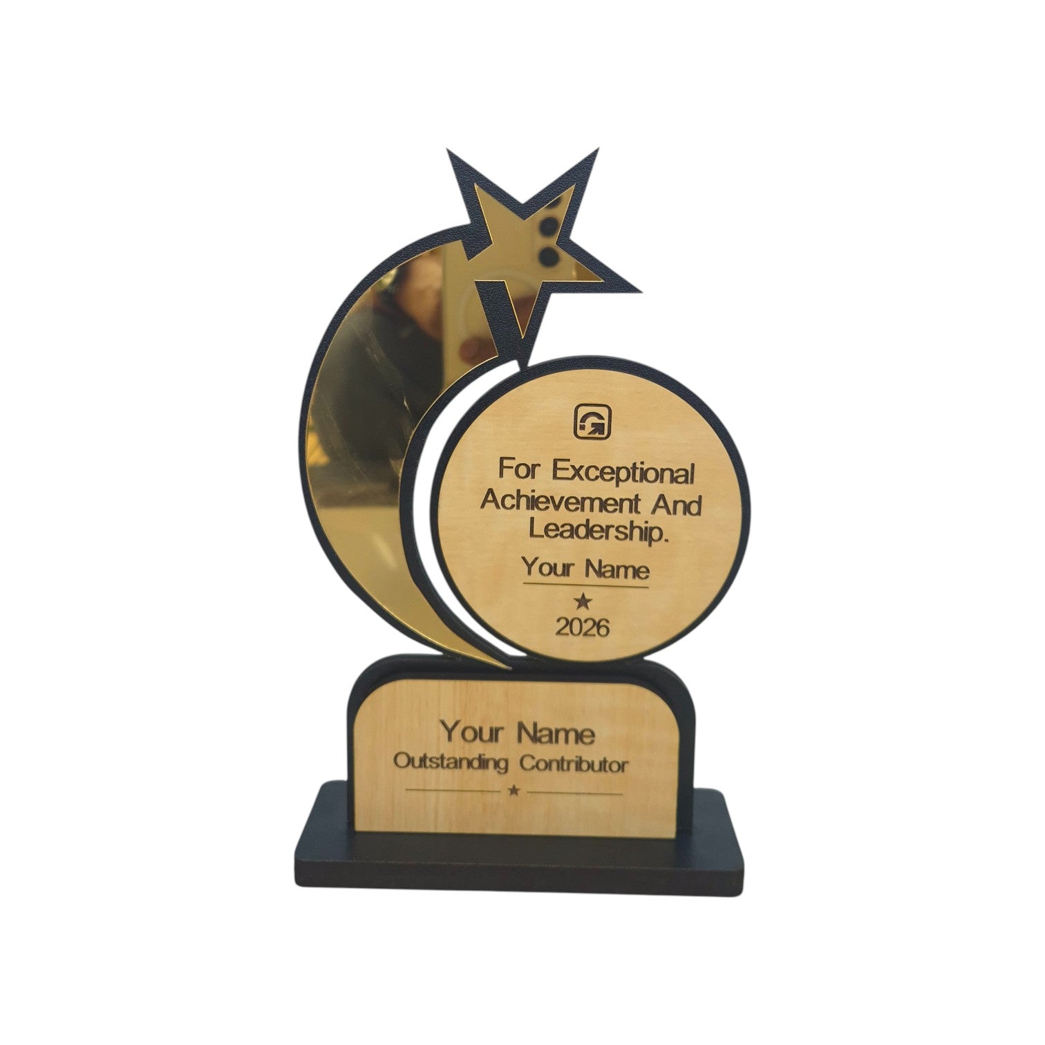 Personalized MDF Wooden Trophy for Corporate Events | Custom Logo & Text