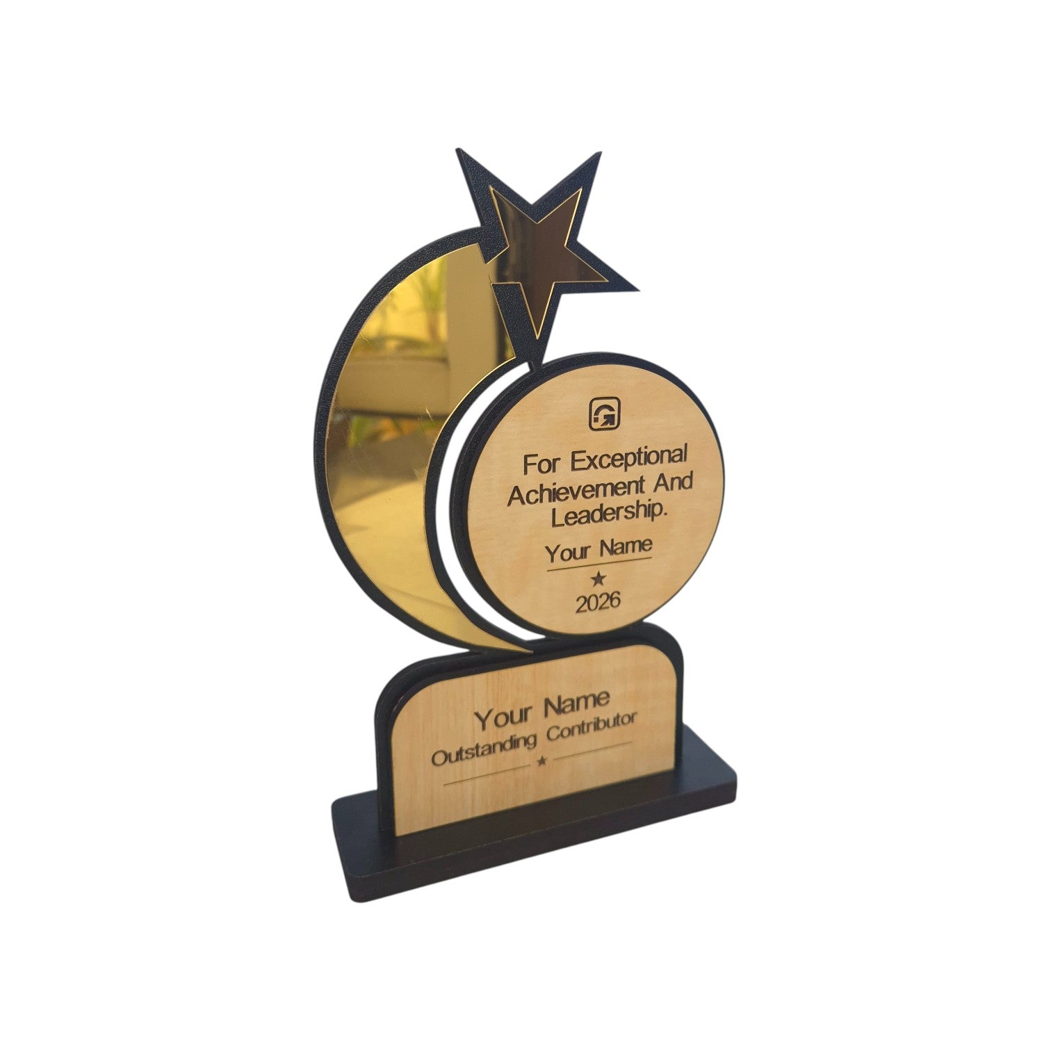 Personalized MDF Wooden Trophy for Corporate Events | Custom Logo & Text
