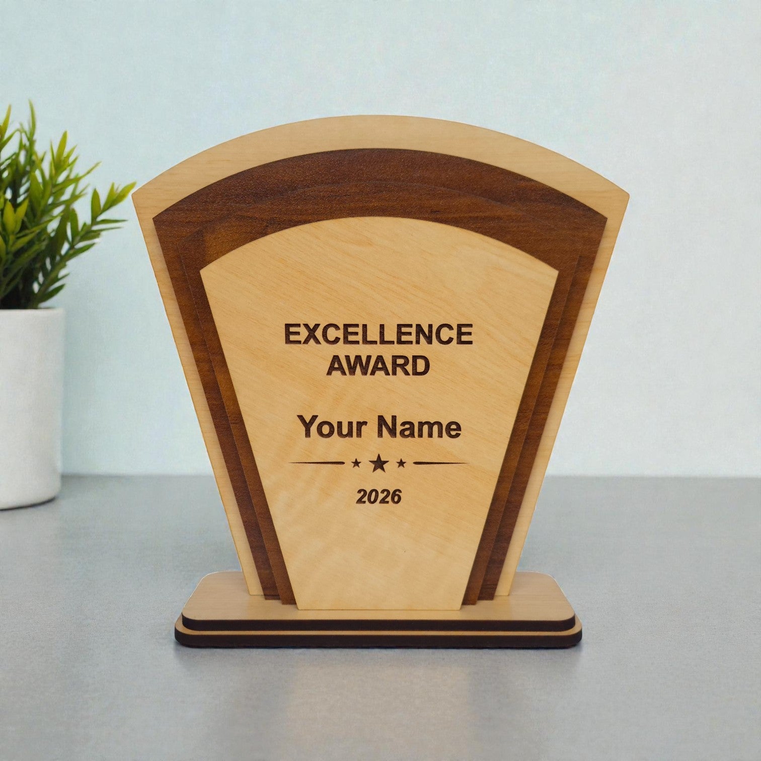 Customized MDF Wooden Trophy – Premium Achievement & Event Memento