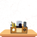 Desk Organizer With Mobile Holder, Remote & Visiting Card Holder | Multipurpose Wooden Pen And Pencil Holder Stand For Office Desk And Study Table