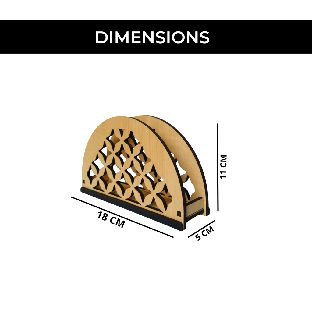 Tissue Paper Holder | Decorative and Premium Wooden holder ideal for Home, Kitchen Dining Table, Restaurants and Café (